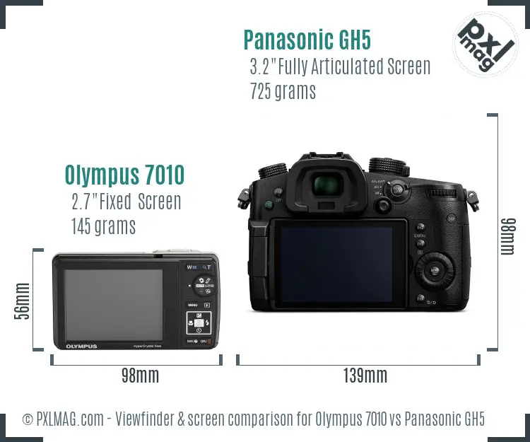 Olympus 7010 vs Panasonic GH5 Screen and Viewfinder comparison