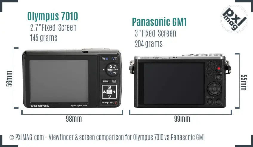 Olympus 7010 vs Panasonic GM1 Screen and Viewfinder comparison