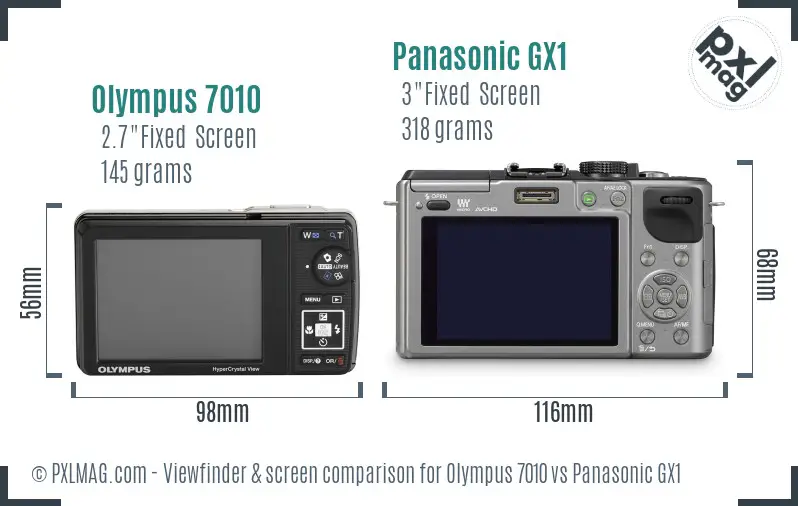 Olympus 7010 vs Panasonic GX1 Screen and Viewfinder comparison