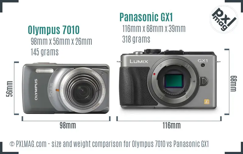Olympus 7010 vs Panasonic GX1 size comparison