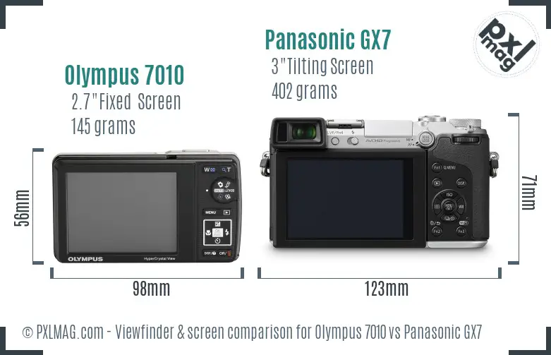 Olympus 7010 vs Panasonic GX7 Screen and Viewfinder comparison