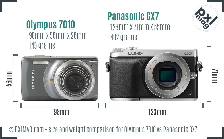 Olympus 7010 vs Panasonic GX7 size comparison