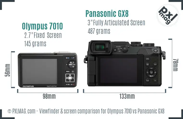 Olympus 7010 vs Panasonic GX8 Screen and Viewfinder comparison