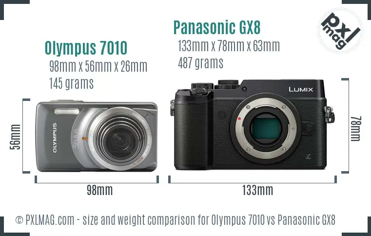 Olympus 7010 vs Panasonic GX8 size comparison