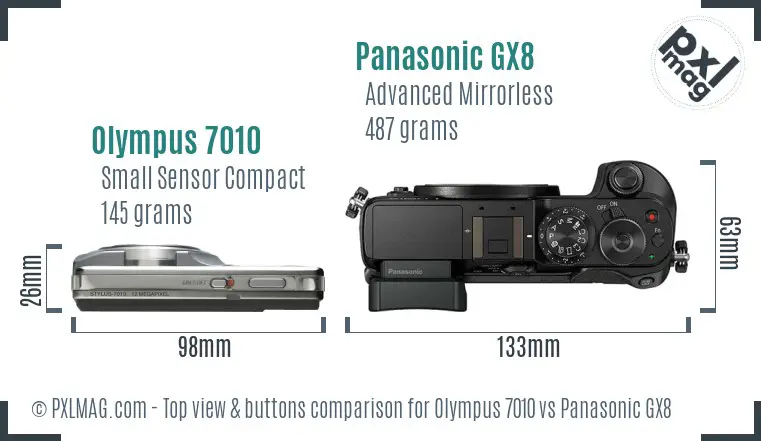 Olympus 7010 vs Panasonic GX8 top view buttons comparison