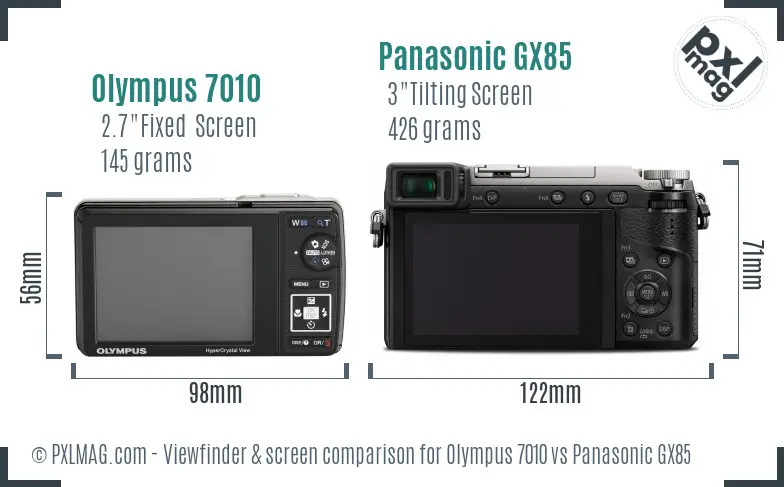 Olympus 7010 vs Panasonic GX85 Screen and Viewfinder comparison