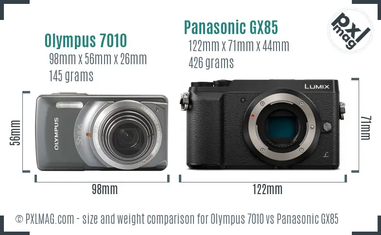 Olympus 7010 vs Panasonic GX85 size comparison