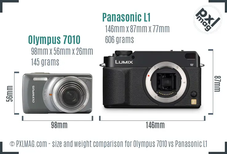Olympus 7010 vs Panasonic L1 size comparison