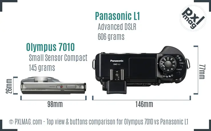 Olympus 7010 vs Panasonic L1 top view buttons comparison