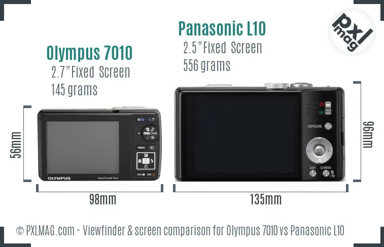 Olympus 7010 vs Panasonic L10 Screen and Viewfinder comparison