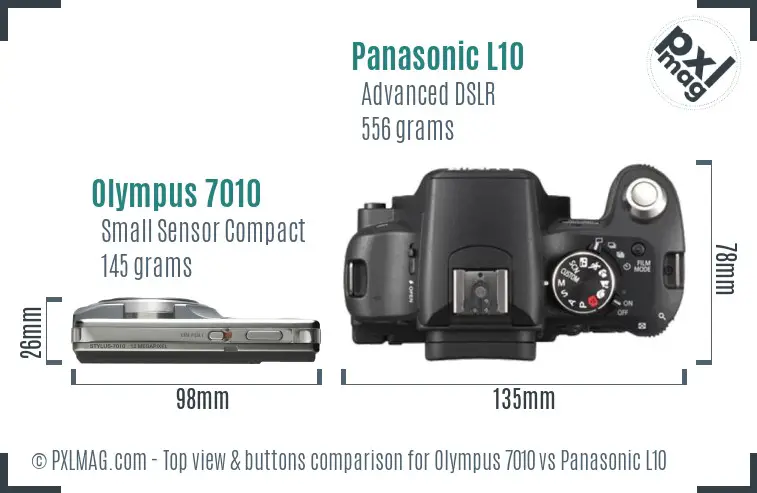 Olympus 7010 vs Panasonic L10 top view buttons comparison