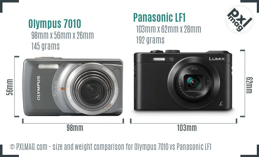 Olympus 7010 vs Panasonic LF1 size comparison