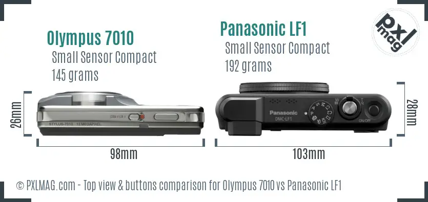 Olympus 7010 vs Panasonic LF1 top view buttons comparison