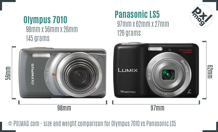 Olympus 7010 vs Panasonic LS5 size comparison