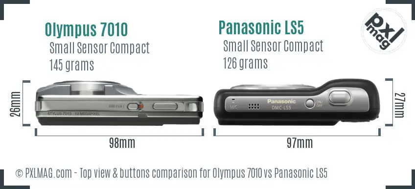 Olympus 7010 vs Panasonic LS5 top view buttons comparison