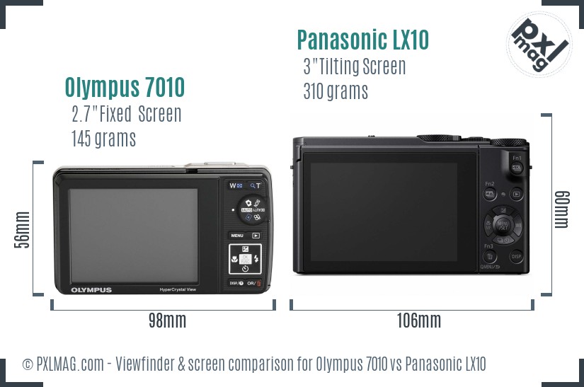 Olympus 7010 vs Panasonic LX10 Screen and Viewfinder comparison