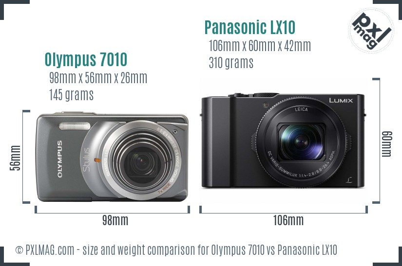 Olympus 7010 vs Panasonic LX10 size comparison