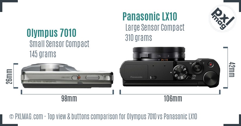 Olympus 7010 vs Panasonic LX10 top view buttons comparison