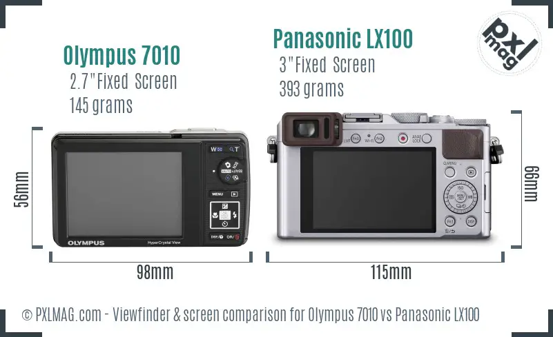 Olympus 7010 vs Panasonic LX100 Screen and Viewfinder comparison