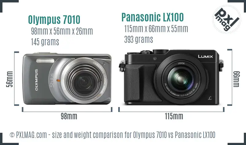 Olympus 7010 vs Panasonic LX100 size comparison