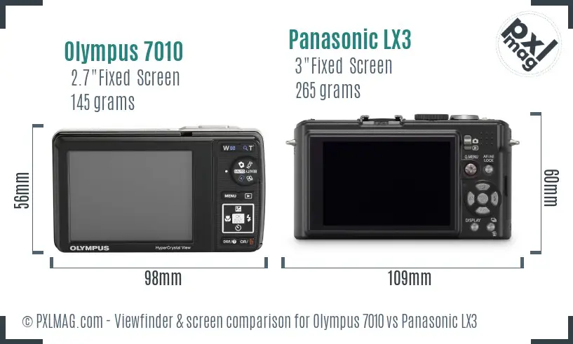 Olympus 7010 vs Panasonic LX3 Screen and Viewfinder comparison