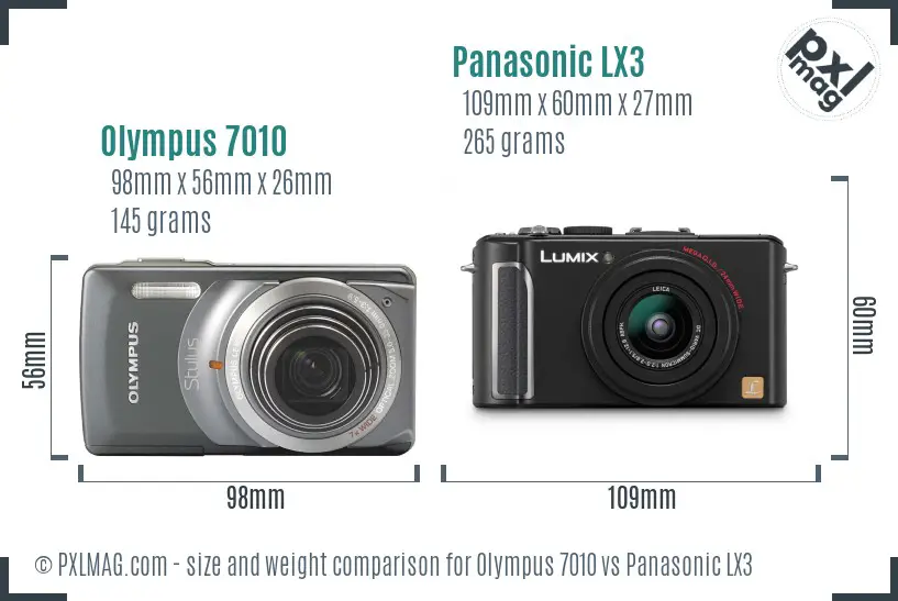 Olympus 7010 vs Panasonic LX3 size comparison