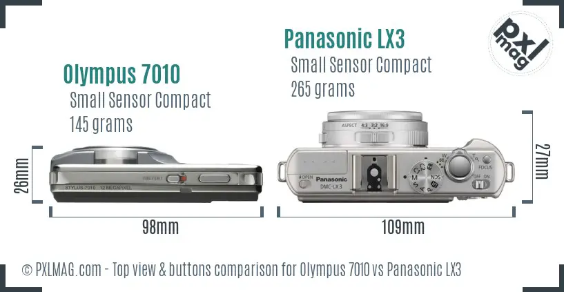 Olympus 7010 vs Panasonic LX3 top view buttons comparison
