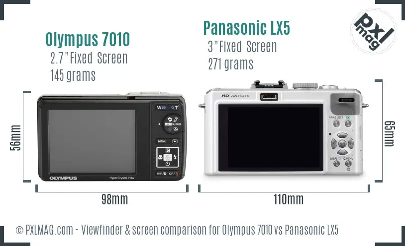 Olympus 7010 vs Panasonic LX5 Screen and Viewfinder comparison