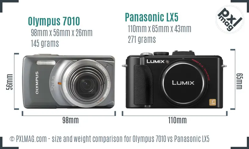 Olympus 7010 vs Panasonic LX5 size comparison