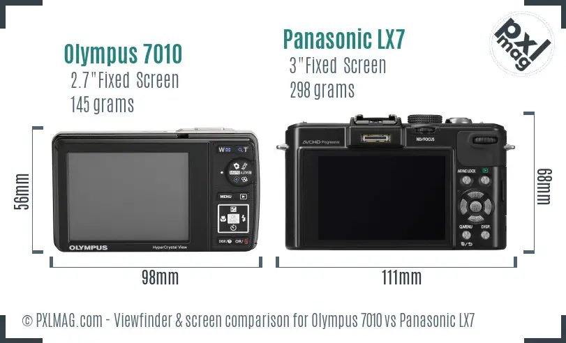 Olympus 7010 vs Panasonic LX7 Screen and Viewfinder comparison