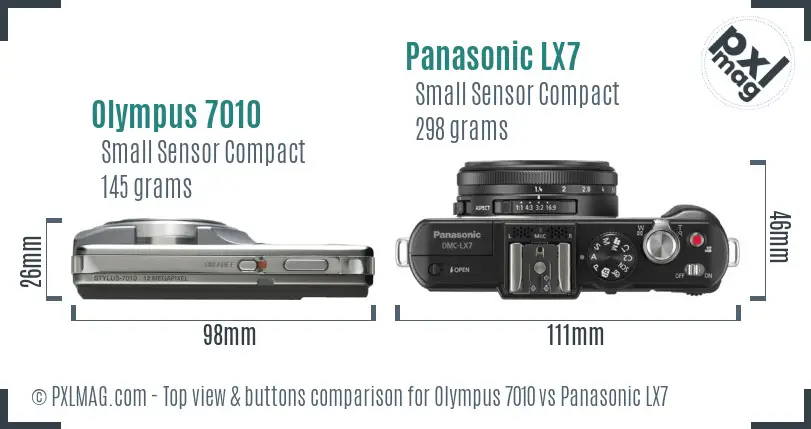 Olympus 7010 vs Panasonic LX7 top view buttons comparison