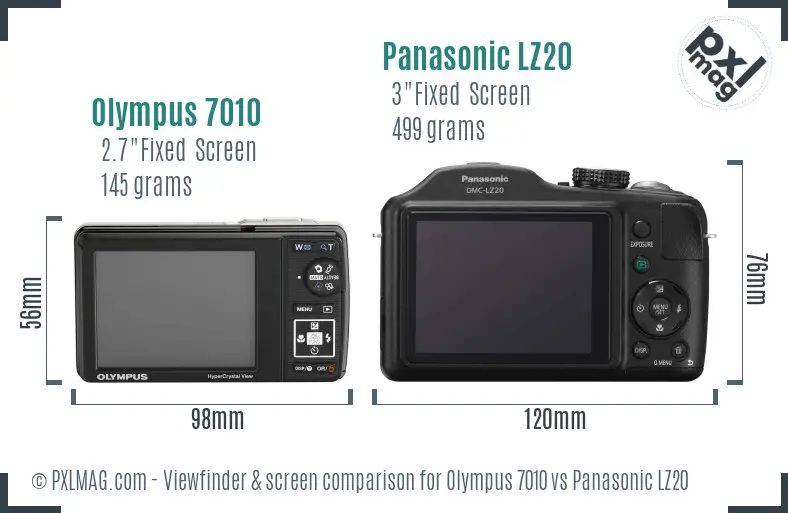 Olympus 7010 vs Panasonic LZ20 Screen and Viewfinder comparison