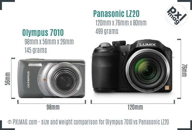 Olympus 7010 vs Panasonic LZ20 size comparison