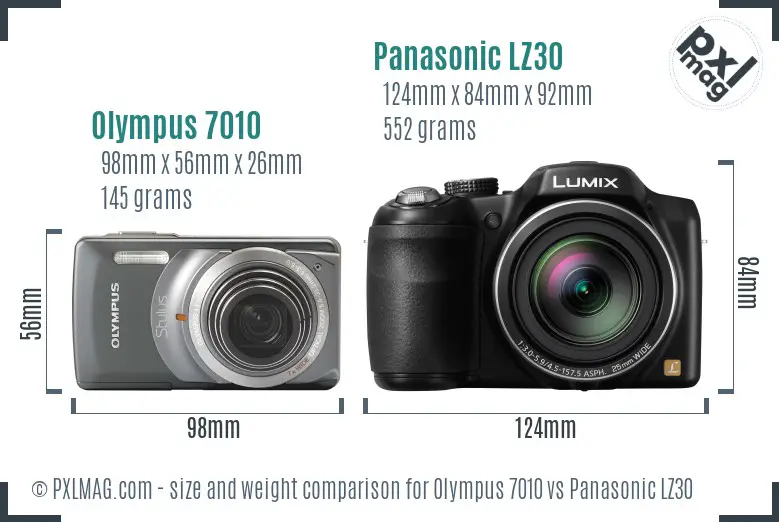 Olympus 7010 vs Panasonic LZ30 size comparison