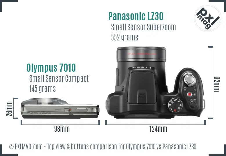 Olympus 7010 vs Panasonic LZ30 top view buttons comparison