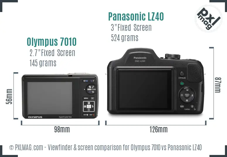 Olympus 7010 vs Panasonic LZ40 Screen and Viewfinder comparison