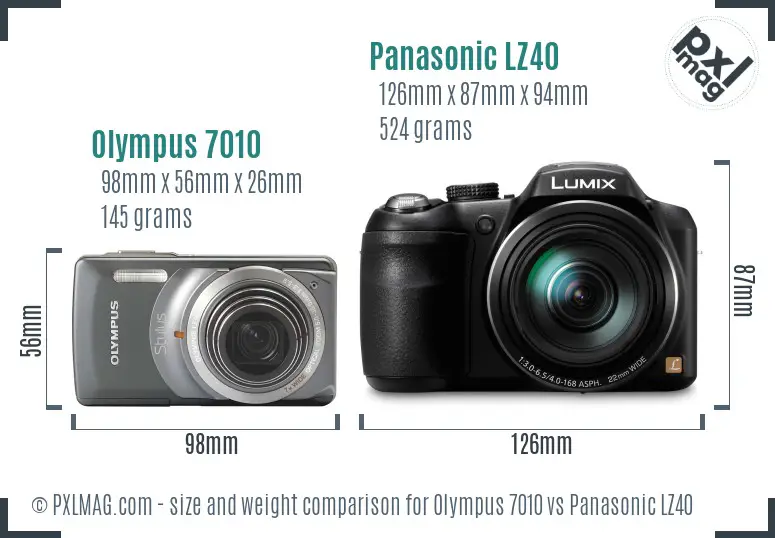Olympus 7010 vs Panasonic LZ40 size comparison