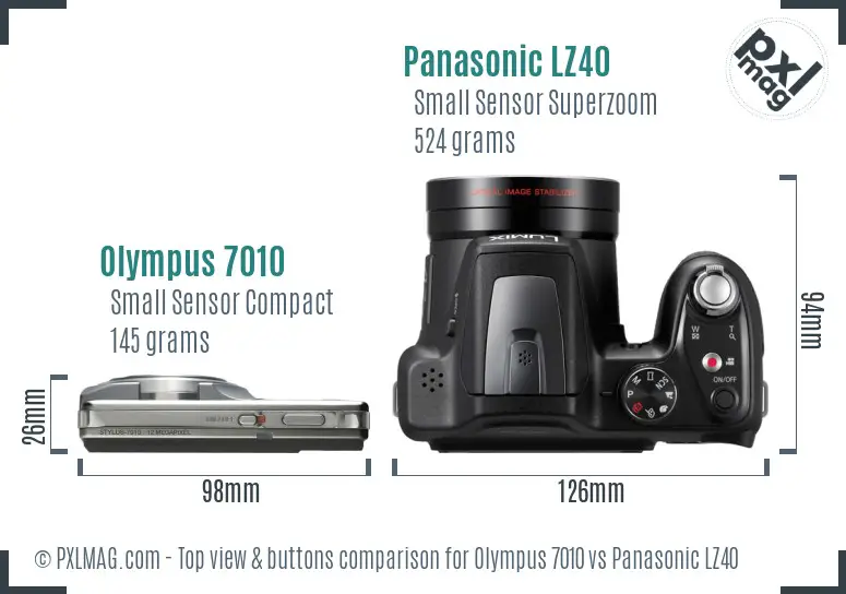 Olympus 7010 vs Panasonic LZ40 top view buttons comparison