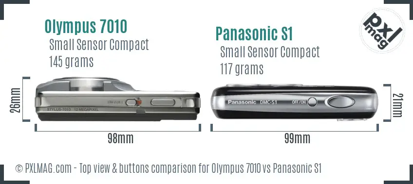 Olympus 7010 vs Panasonic S1 top view buttons comparison