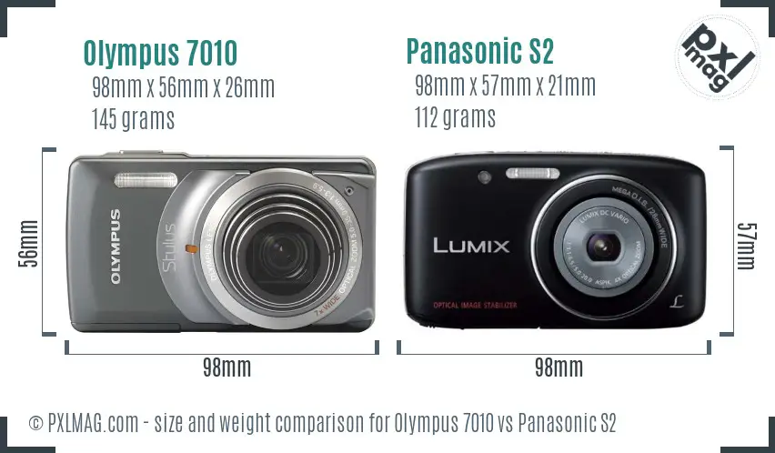 Olympus 7010 vs Panasonic S2 size comparison