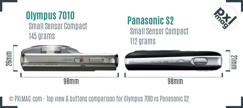 Olympus 7010 vs Panasonic S2 top view buttons comparison