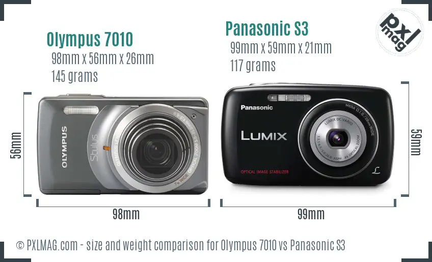 Olympus 7010 vs Panasonic S3 size comparison