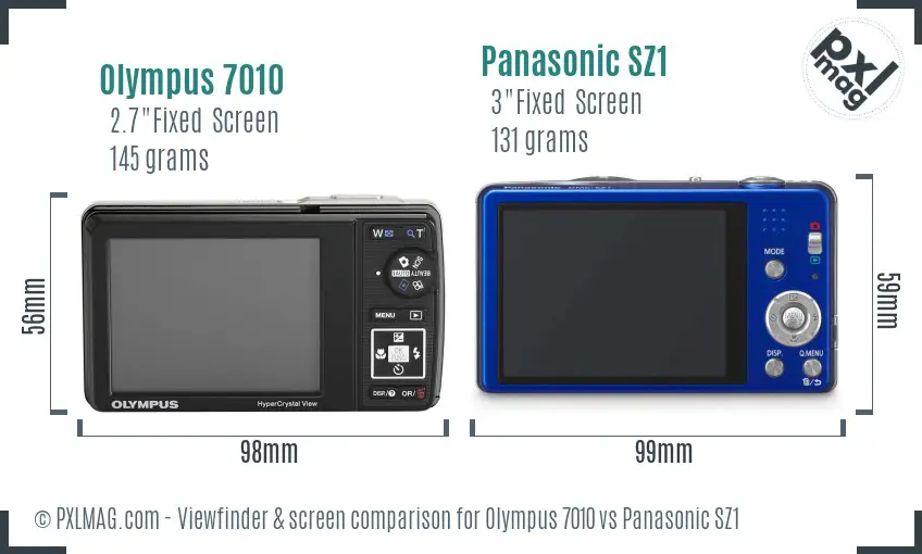 Olympus 7010 vs Panasonic SZ1 Screen and Viewfinder comparison