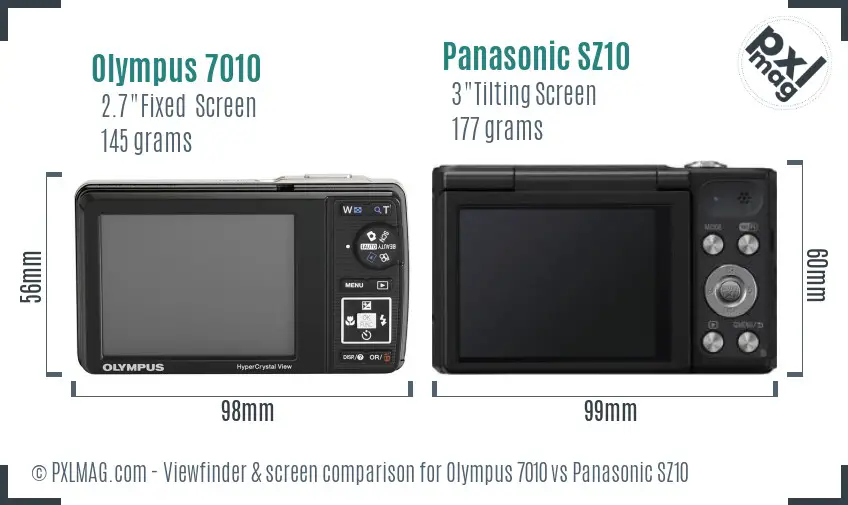 Olympus 7010 vs Panasonic SZ10 Screen and Viewfinder comparison
