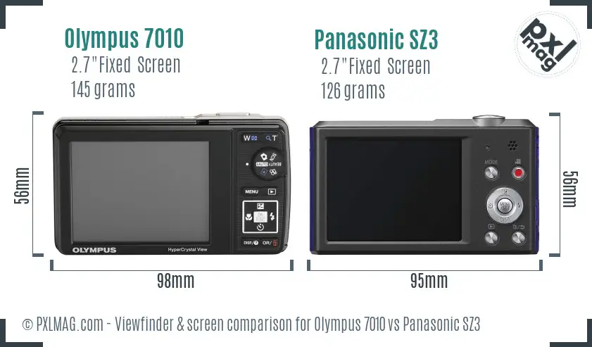 Olympus 7010 vs Panasonic SZ3 Screen and Viewfinder comparison