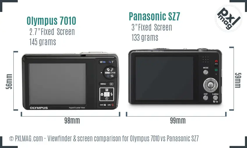 Olympus 7010 vs Panasonic SZ7 Screen and Viewfinder comparison