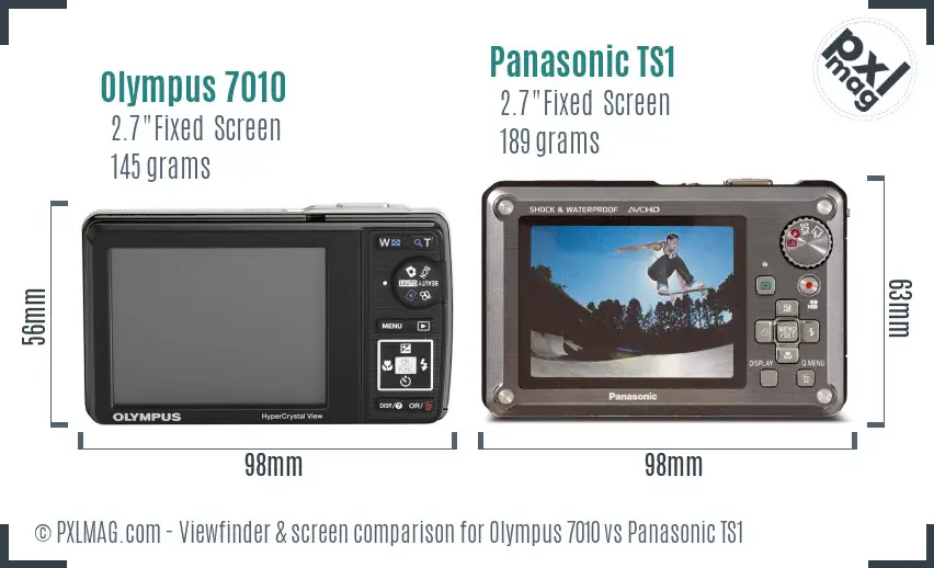 Olympus 7010 vs Panasonic TS1 Screen and Viewfinder comparison