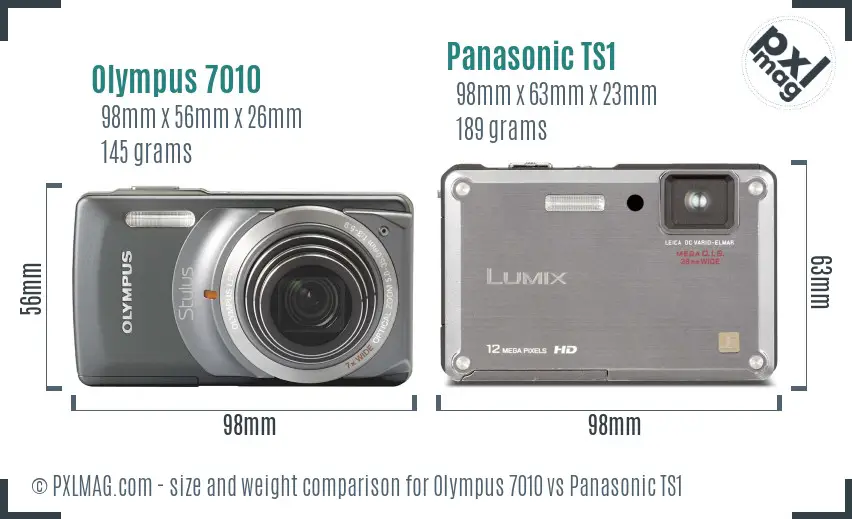 Olympus 7010 vs Panasonic TS1 size comparison