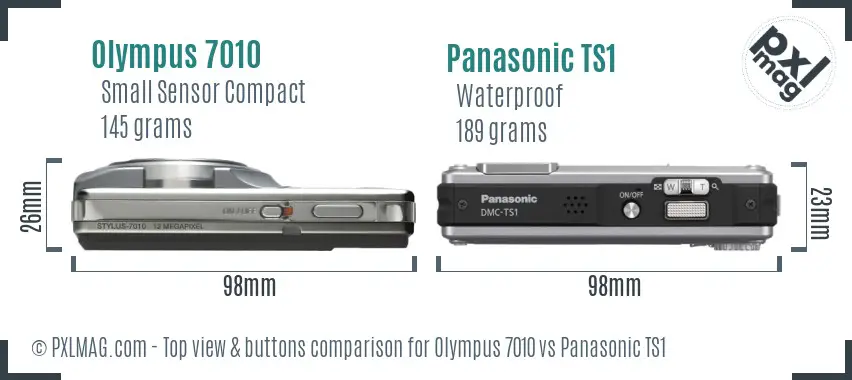 Olympus 7010 vs Panasonic TS1 top view buttons comparison