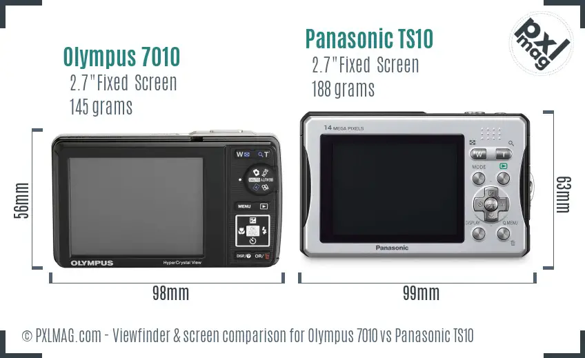 Olympus 7010 vs Panasonic TS10 Screen and Viewfinder comparison